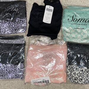 6 pairs Soma Vanishing Edge hipster with lace panties, size L